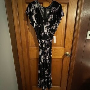 Black and purple jump suit dress with pockets